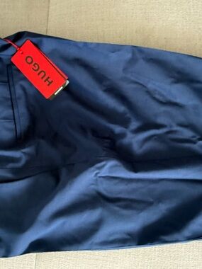 Hugo Boss Navy Blue Men's Dress Pants with Red Brand Tag